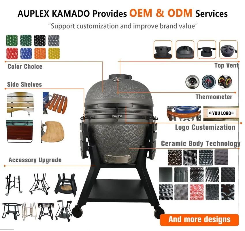2026Hot AUPLEX XXL Kamado 27-Inch Joe Luxurious Ceramic BBQ Grills Outdoor for Kitchen Manufactured