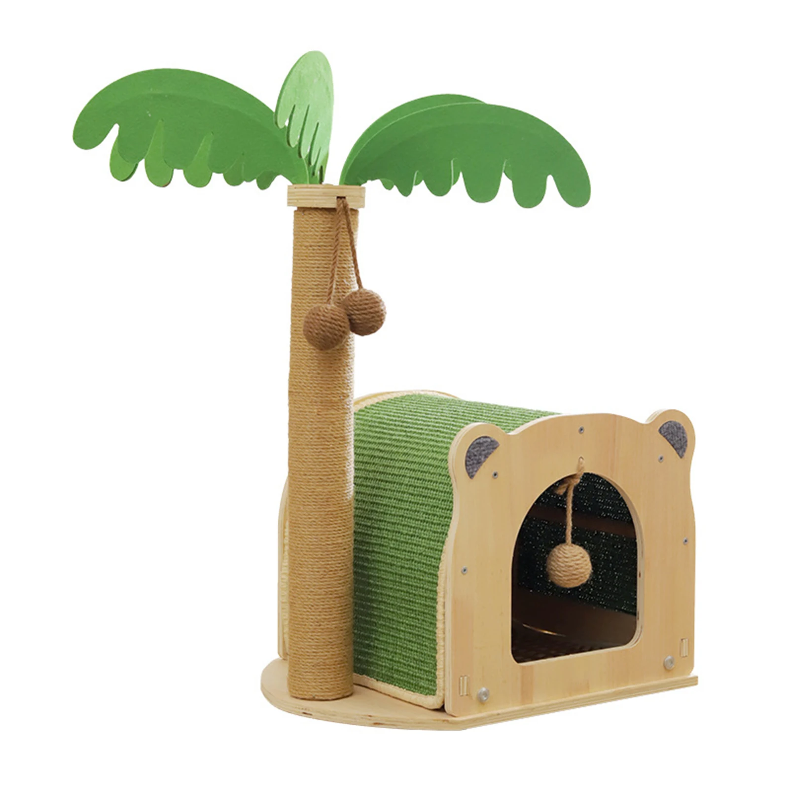 

Деревянная когтеточка для кошек в форме кокосовой пальмы с подвесными шариками, игрушка для котят и кошек