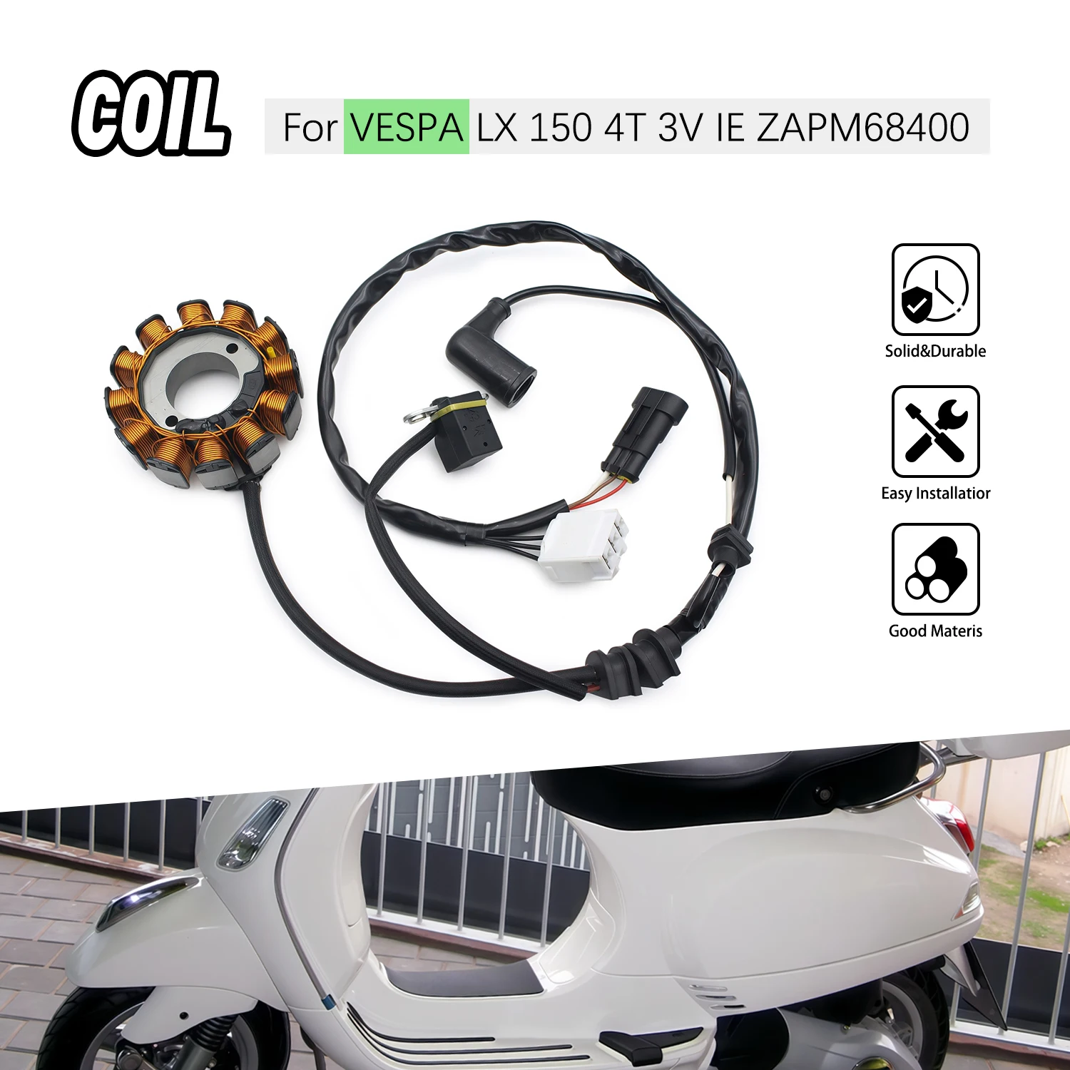 

Motorcycle Magneto Coil B016543 For VESPA LX 150 4T 3V IE ZAPM68400