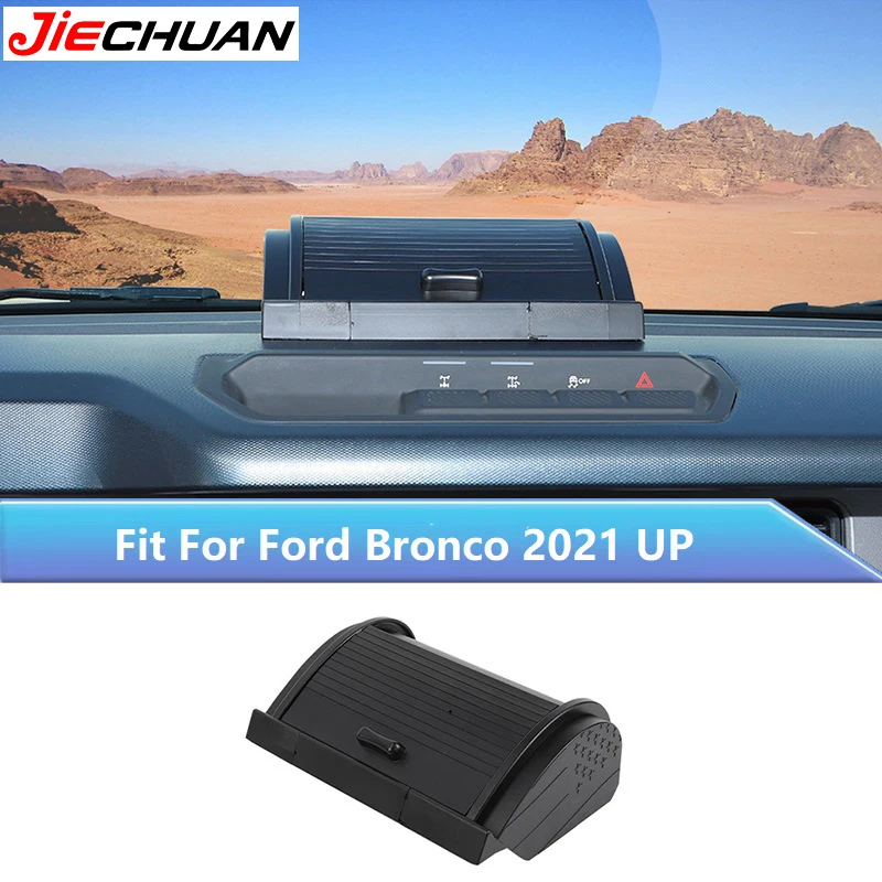 

JIECHUAN Car Center Console Sliding Cover Storage Box Fit For Ford Bronco 2021 2022 2023 2024 2025 Up,Auto Organizer Accessories