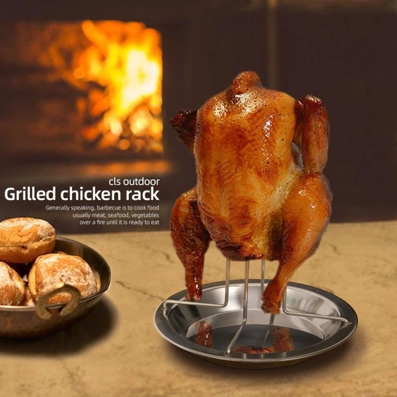 Chicken Roaster Rack for Oven, Grill, BBQ, Sturdy Stainless Steel Vertical Poultry Turkey Standing Holder Cooking Tool