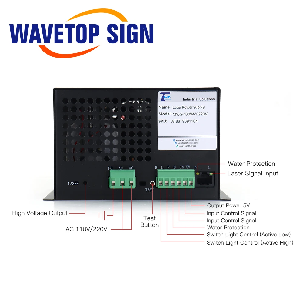 Imagem -04 - Laser Power Supply Categoria Gravação a Laser e Máquina de Corte Myjg100w 80-100w Wavetopsign-co2