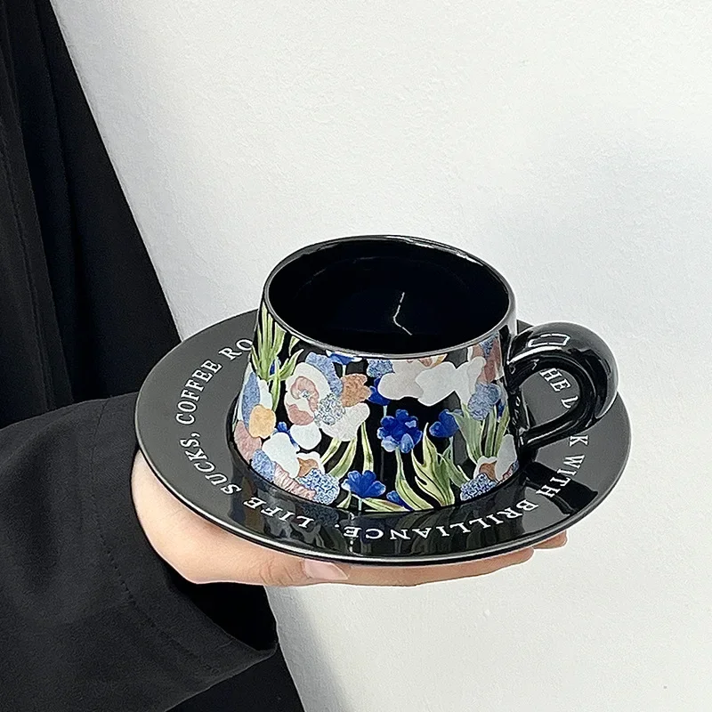 Juegos  tazas  café  cerámica para pintura al óleo, taza  oficina en casa pintada a mano con cuchara  platillo, regalo