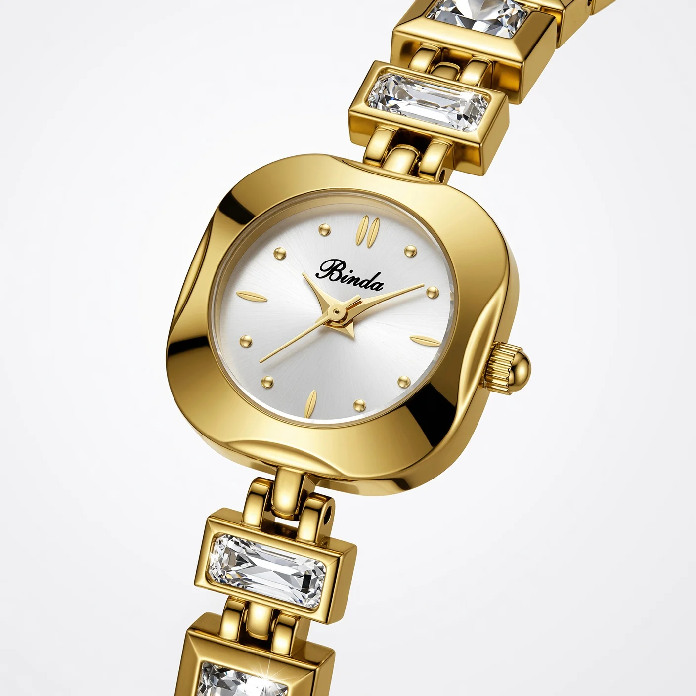 Diamond Studded Fashion Luxury Women Watch with Gift Box & Watch Adjustment Tool, Simple Green Square Dial Waterproof Temperament Female Quartz Wristwatch