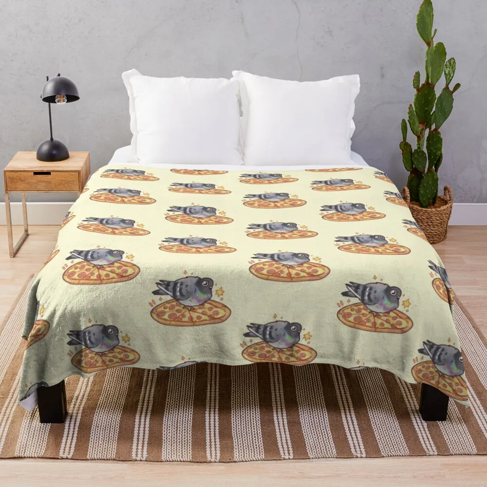 Pigeon on pizza Throw Blanket Vintage for winter Soft Beds Blankets