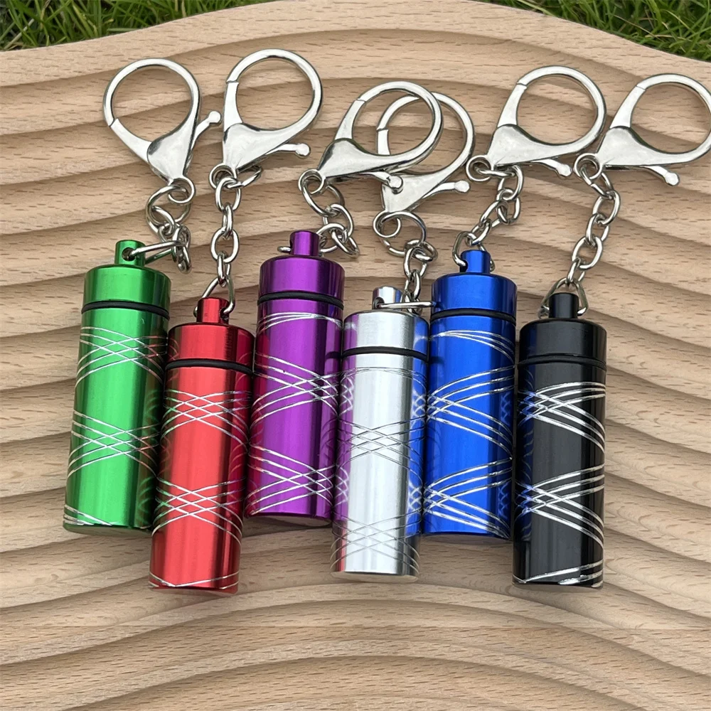 Embossed Aluminum Alloy Jar Medicine Box herb Box With Keychain Storage Tank Container Jars Smoking Accessories
