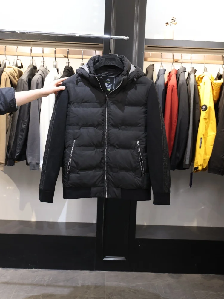 

Homesick Fashionable Soft Comfortable Hooded Patchwork down Jacket Warm Winter Men's Outerwear Tourist Casual Style Zipper Cl...