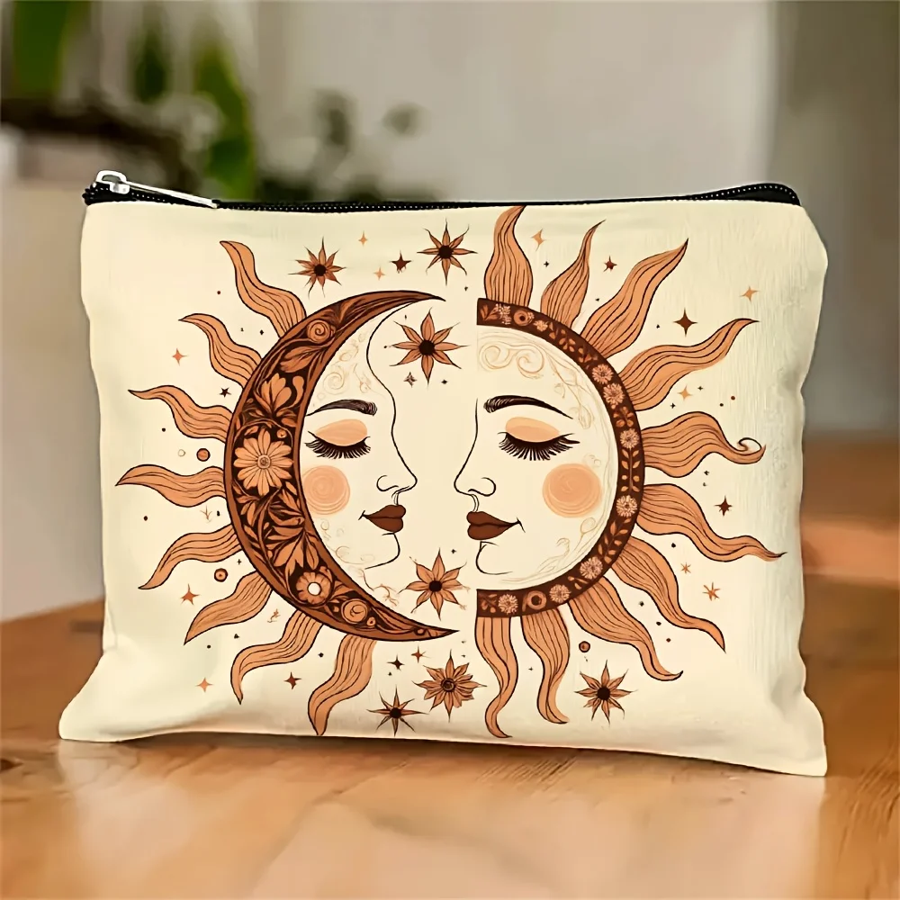 

Креативная косметичка «Солнце и Луна» — многофункциональная сумка на молнии, сумка для хранения ювелирных изделий, идеальная маленькая сумка на молнии для путешествий.