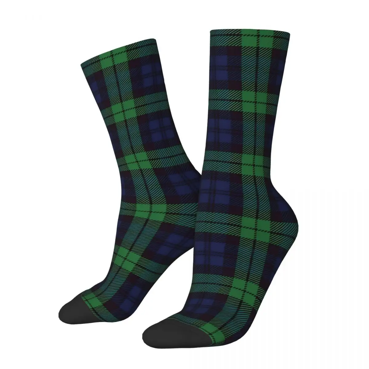 Black Watch Blue Green And Black Plaid Scottish Military Tartan Kawaii Socks Sports Cartoon Pattern Socks