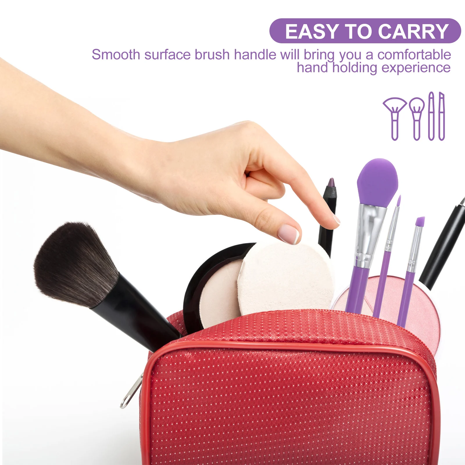 Conjunto de pincéis de silicone, 6 peças, aplicador de maquiagem líquida para base, delineador, sombra de olhos, facial, amigável à pele, fácil limpeza