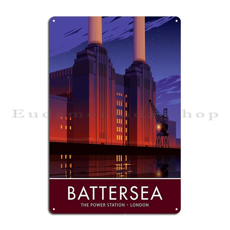 Battersea Power Station Metal Sign Bar Designing Garage Wall Cave Poster Tin Sign Poster