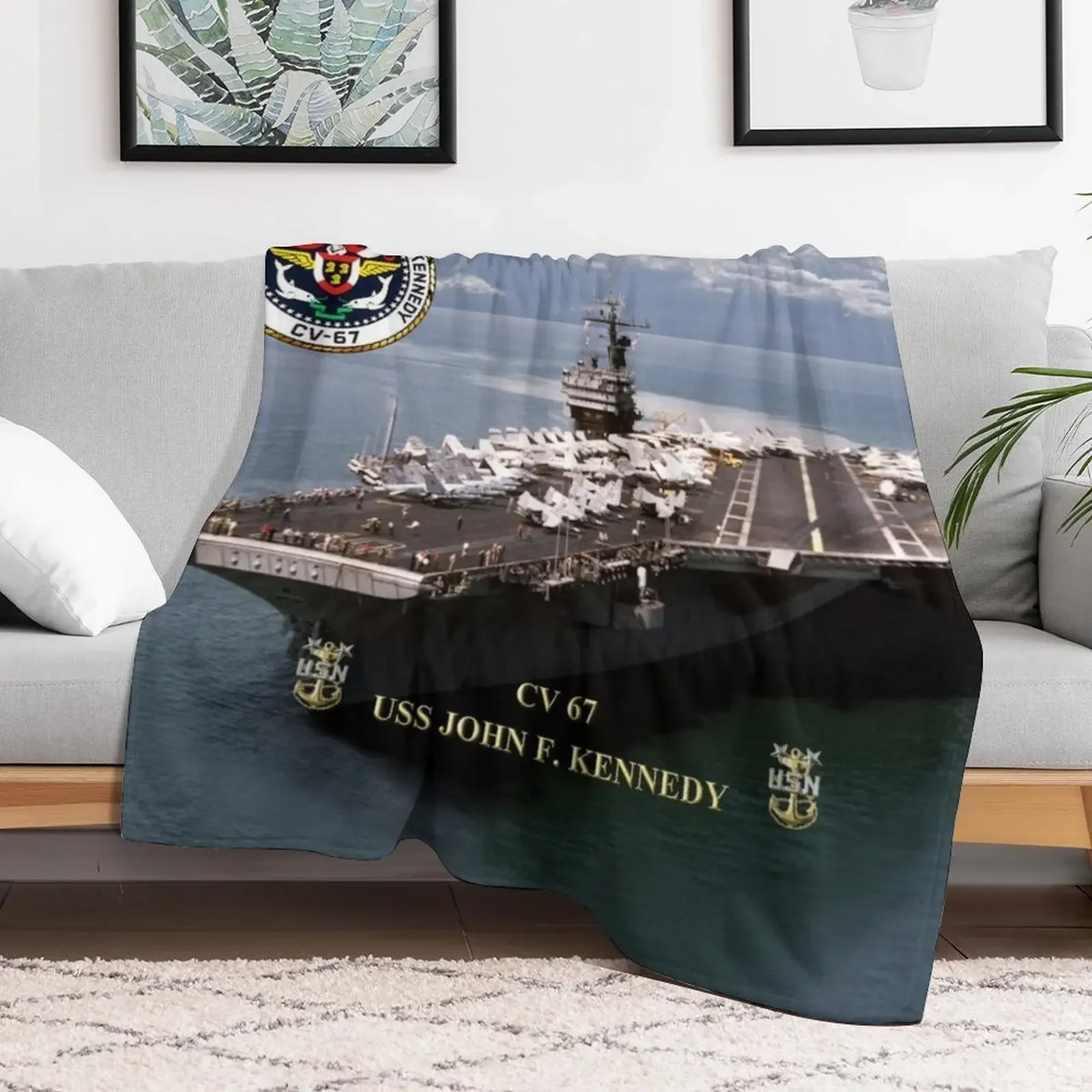 CV-67 USS John F. Kennedy Throw Blanket warm for winter funny gift Blankets