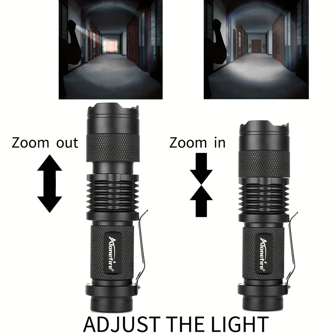 Zoom Mini LedHigh Bright Palm Small Flashlight Aluminum Portable Clip Backpack Pocket Torch Outdoor Hiking Travel Camping llight