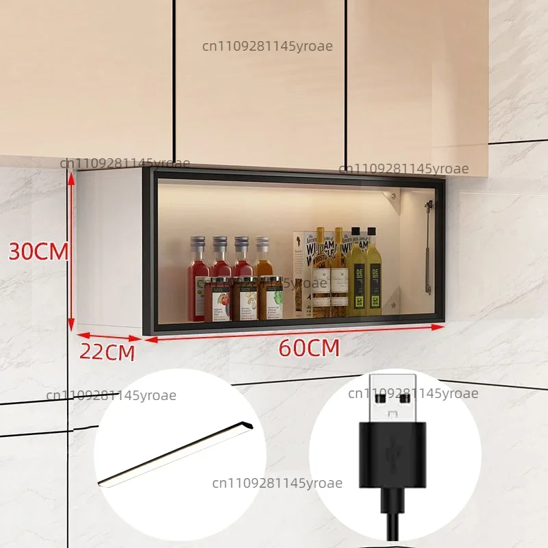 Wall‑Mounted LED Display Cabinet With Flip Glass Door, Dust‑Proof Storage Shelf, Modern Household Display Case for Indoor Space