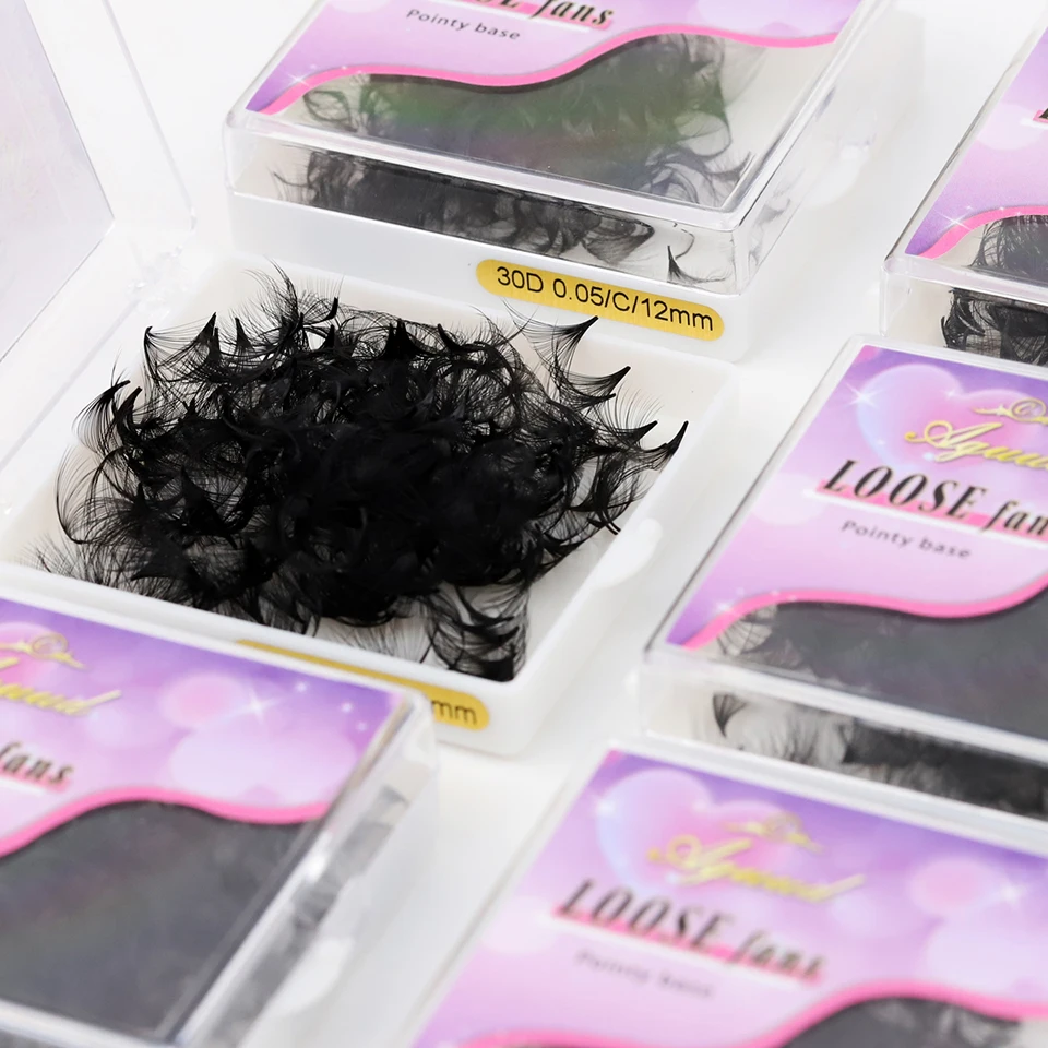 AGUUD 5 Teile/los Lose Fächer Wimpern Dünne Spitze Basis Mittleren Stem Vorgefertigte Fächer Russische Volumen Wimpern Extensions Großhandel 3d/4d/5d – Detail 9
