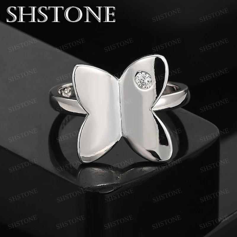 

Size 8 925 Sterling Silver Butterfly Ring Noble Luxury Zircon Jewelry Wedding Banquet Party Birthday Gift Accessories