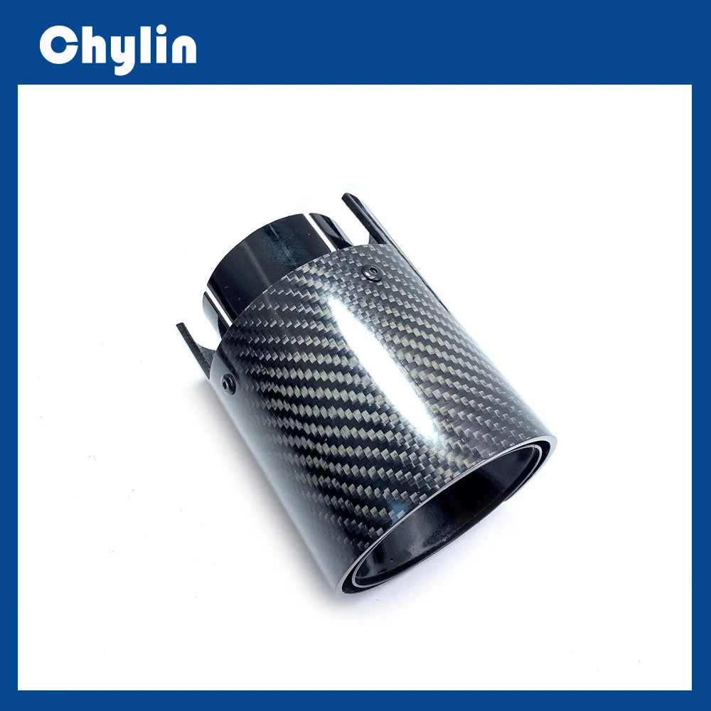 1 Piece Glossy Black Carbon Fiber Exhaust Pipe For M2 M2c M3 M4 M5 F87 F80 F82 F83 G82 G83 F90 Stainless Steel Muffler Tip