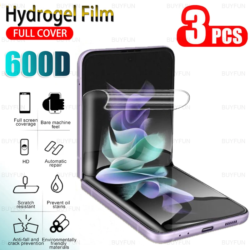 3pcs Hydrogel film screen protector For Samsung Galaxy Z Flip6 Flip4 soft protect film For Samsung Z Flip3 Z Flip5 HD Phone Film