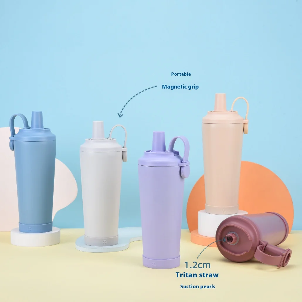 

Новая изолированная чашка 710 мл, портативная чашка с магнитной ручкой, чашка с большим отверстием на присоске, жемчужная чашка, керамическое покрытие, внутренняя подкладка, чашка для воды