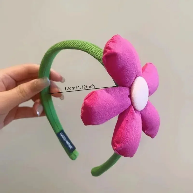 Süßes, schlichtes, farbiges, großes Blumen-Haarband, Kaninchen-Stirnband, geeignet für Haarstyling, Mädchen-Haarschmuck, Party- und Urlaubsgeschenke – Detail 2