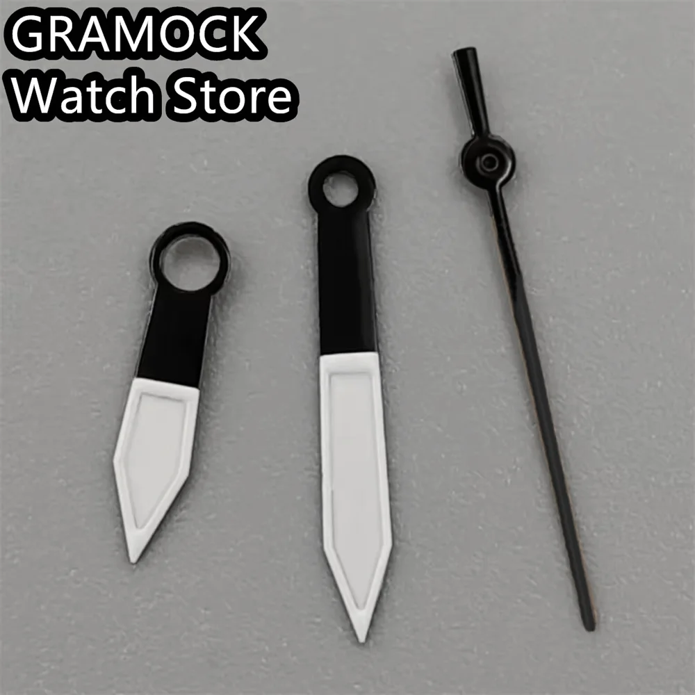 GRAMOCK Black White Green Luminous Watch Hands Orange Black Second Pilot Hands Fit NH34 NH35 NH36 NH38 NH39 NH70 NH72 Movement