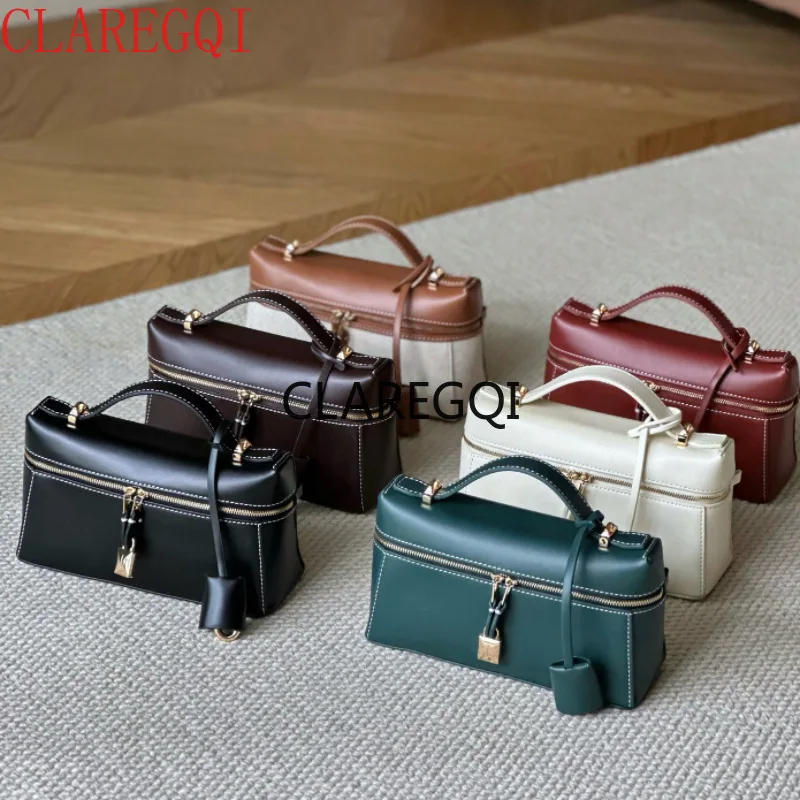 19 lunch box bag, women's new high-end leather handbag,  single shoulder crossbody handbag, makeup bag, mini box bag