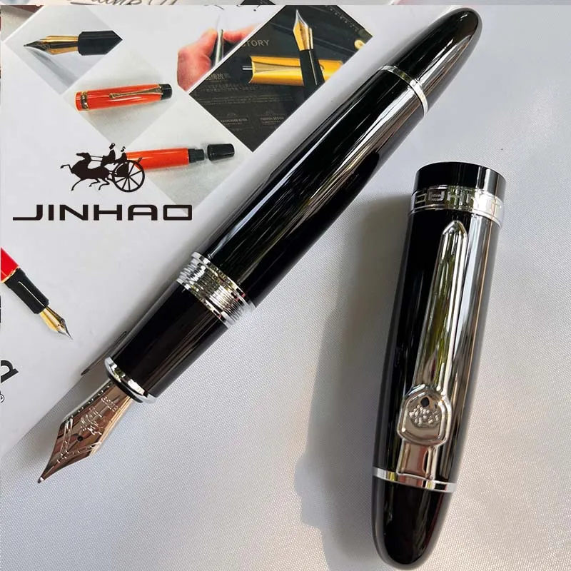 1 STKS JINHAO 159 Klassiek ontwerp zilveren rand kalligrafie Iridium zakelijke pen met converter