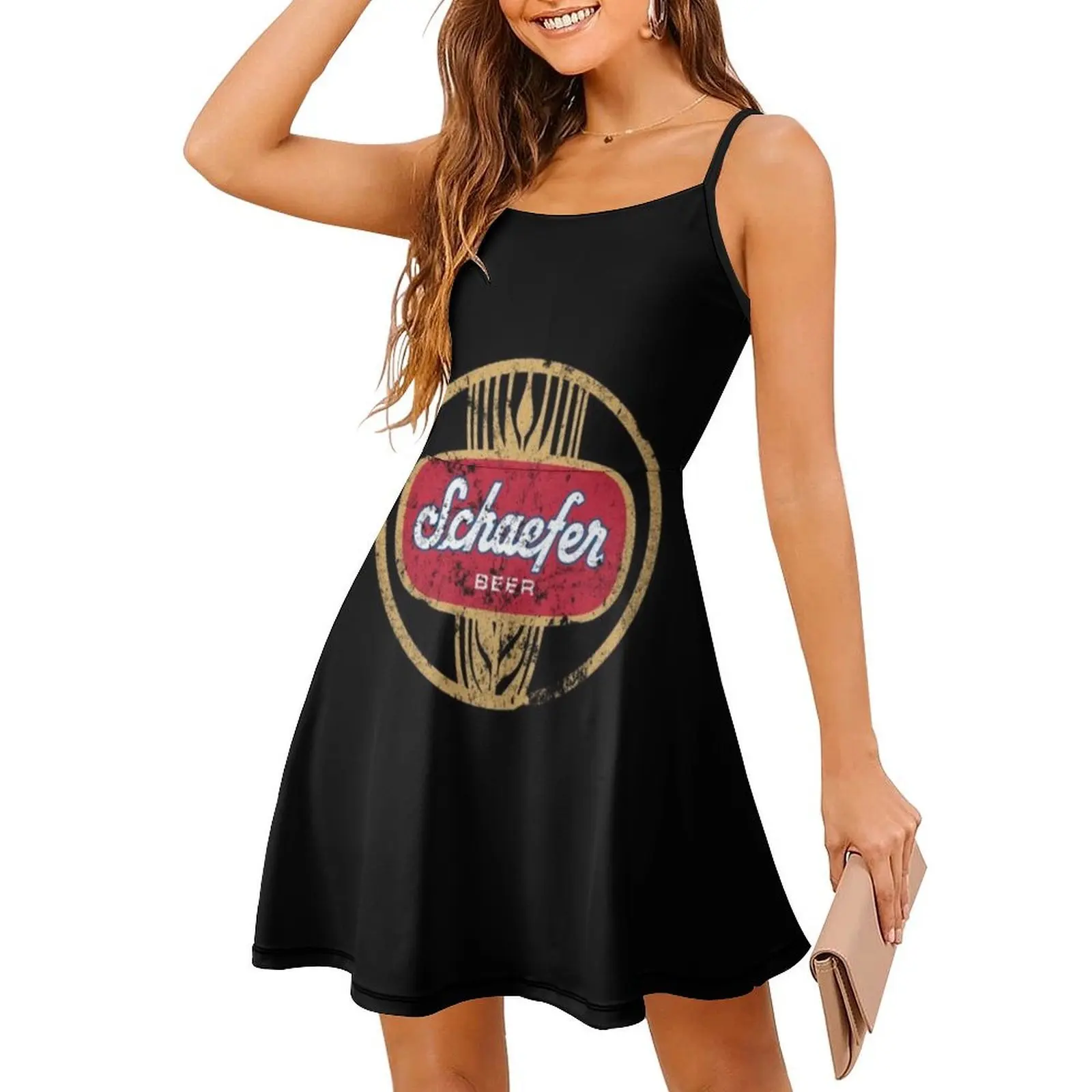 شافر البيرة تي شيرت نمط Preppy فستان قصير للنساء ألف خط فضفاض صالح فستان يوم غير رسمي Schaefer البيرة الملابس النسائية #1