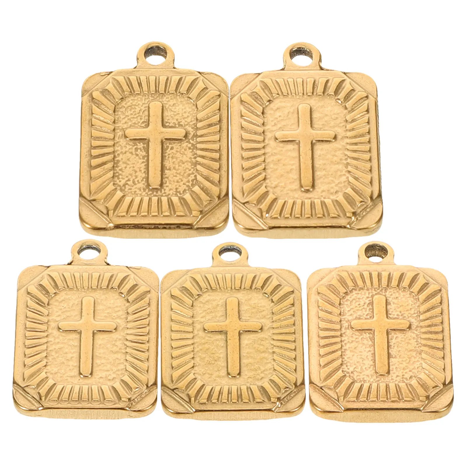 

5Pcs Cross Pendant Charm Stainless Steel Rectangle Design Hip Hop Punk Religious Jewelry Making Supply for DIY Necklaces
