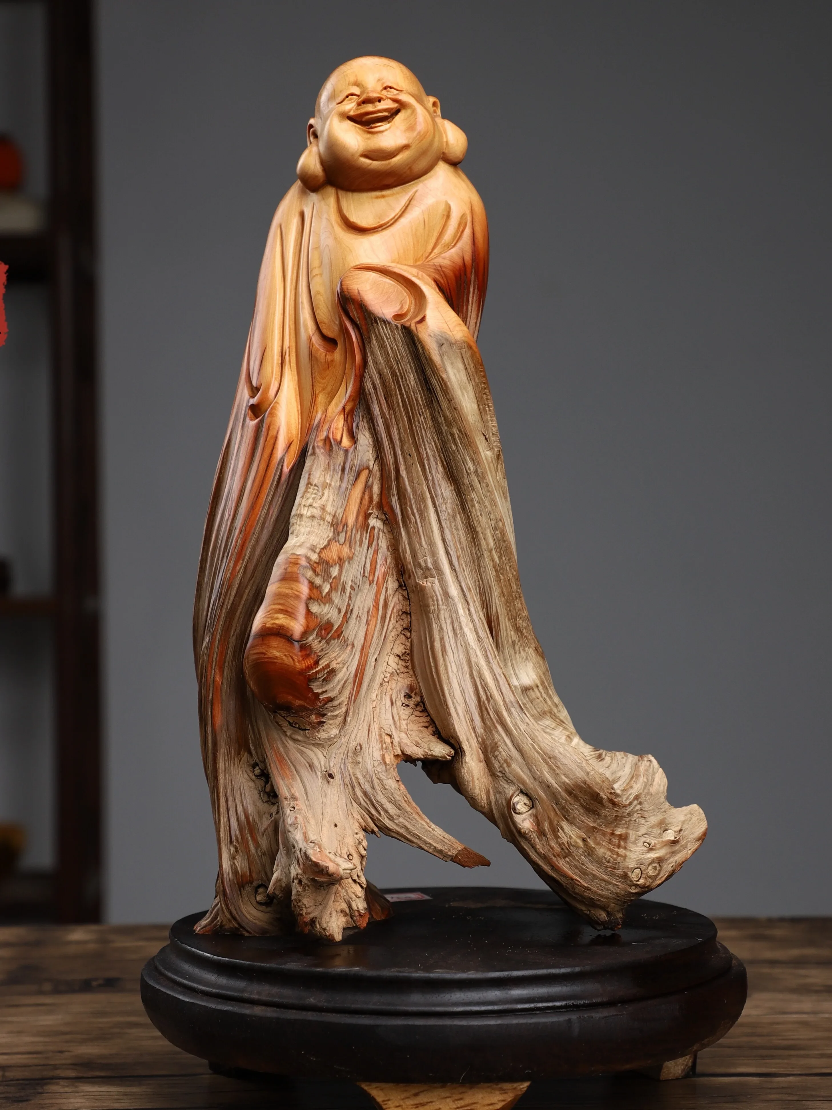 Taihang Thuja Sutchuenensis Root Carving Decoration Maitreya DAMO Natural Wood Carving Decoration Tea Room New Chinese Zen