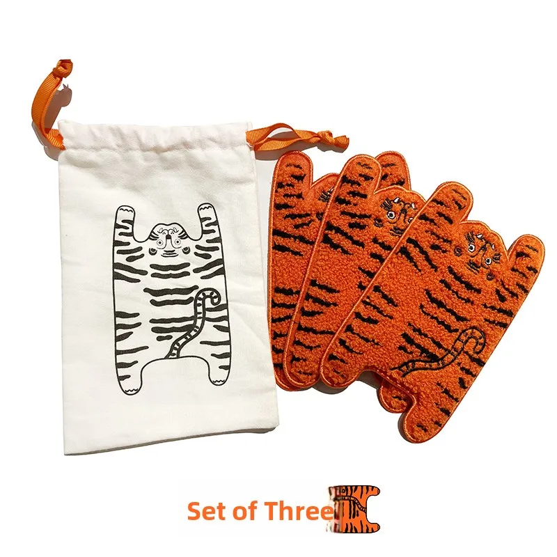 Original Design Tiger Coaster RUOYUSTUDIO Square Cup Mat  Style Beverage Accessories Kitchen Dining Table Decor