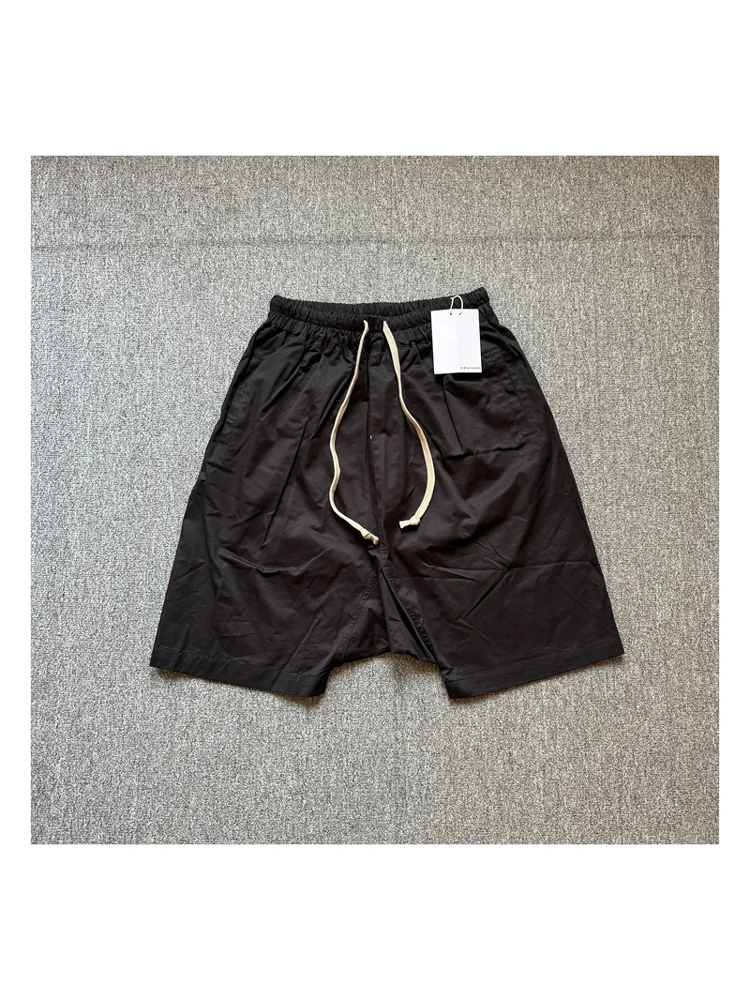High Street Ro Style Shorts Men in Summer SS22 Solid Color Drawstring Waist Elastic and Loose Loose Fit Haren Six Inch Shorts