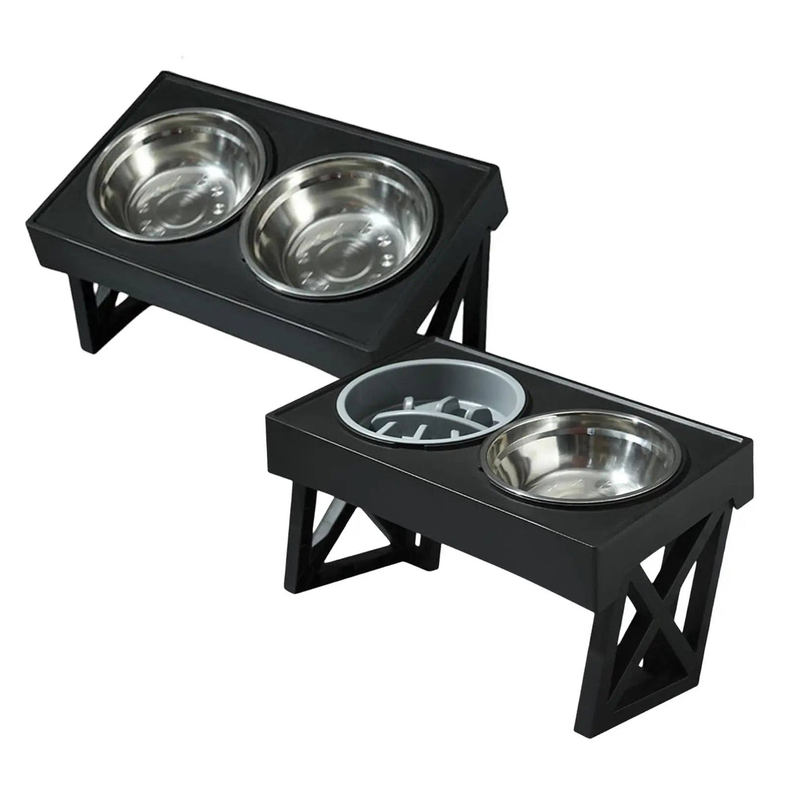 Dog Bowls Stand Non Slip Adjustable Height Waterer Feeding Dish Raised Bowls Pet