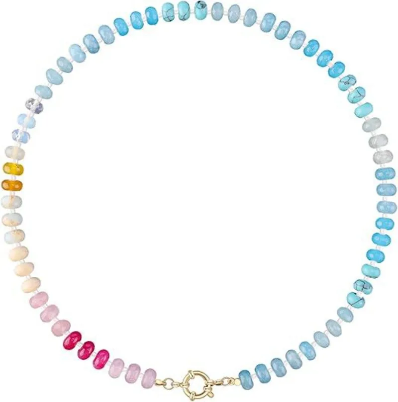 Yori Rainbow-colored Niche Exquisite Clavicle Necklace for Women Dopamine Colorful Buckle Bead Chain Fashion Jewelry Gifts