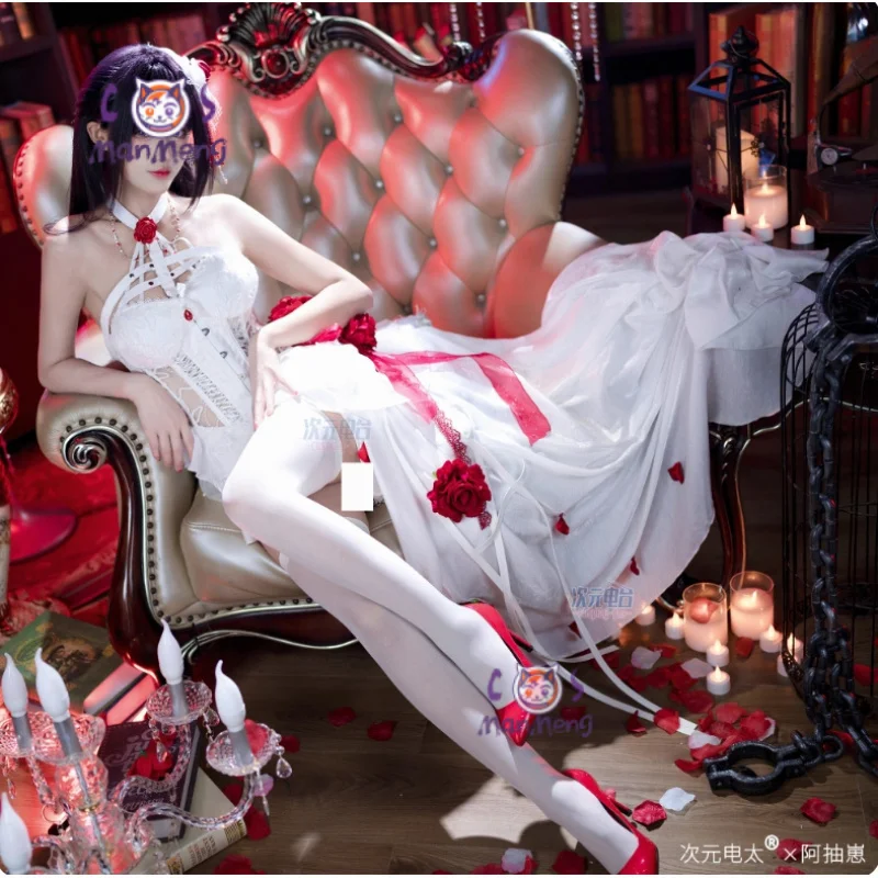 

Mihara New NIKKE: Goddess of VictoryCosplay Binding chains Costume Women sexy white rose dress accessories props Halloween set