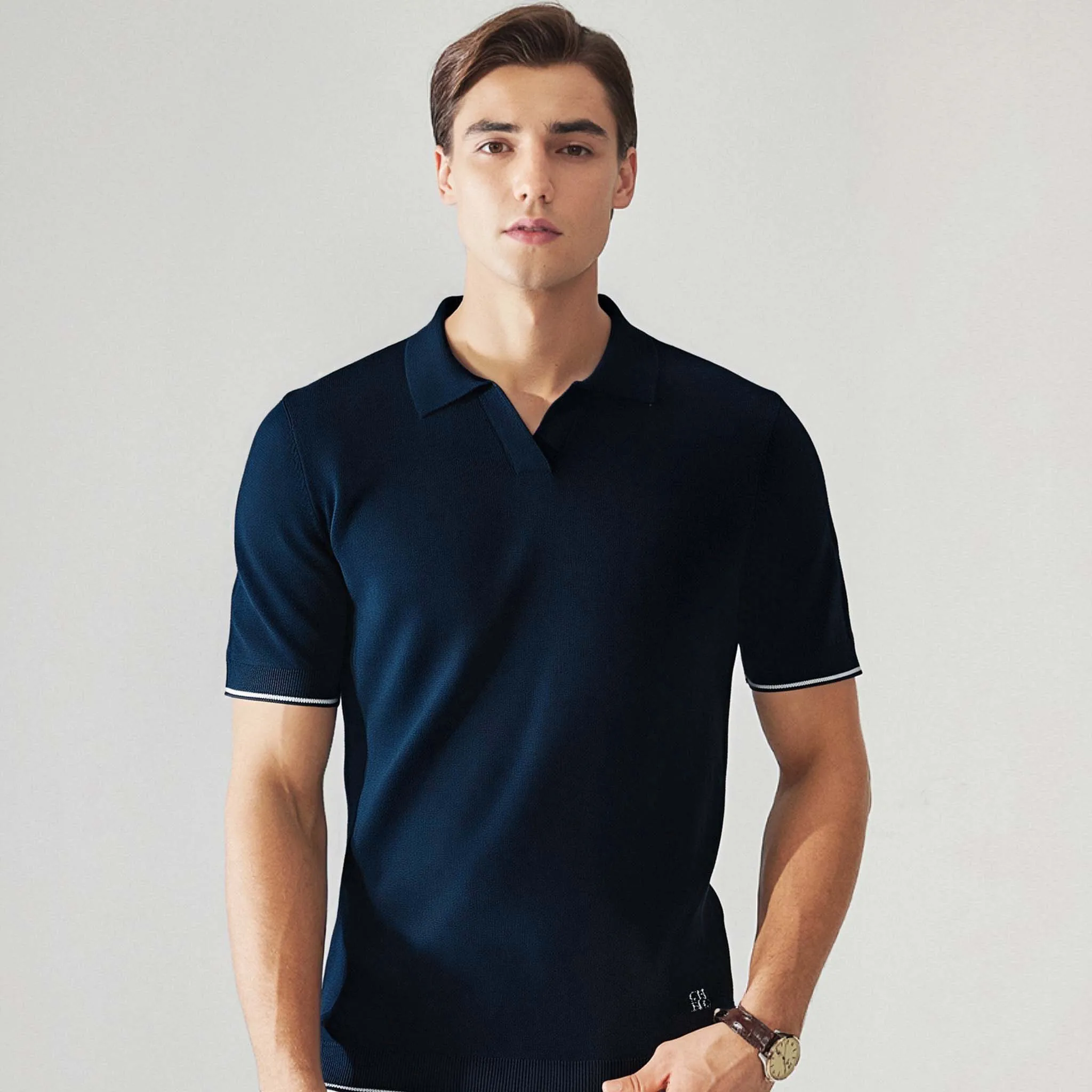 CHCH Summer Men's Polo Shirt Short Sleved V Collar Embroidery Design Fashion Casual Men Polo Shirts Tops 2025 Men T Shirt