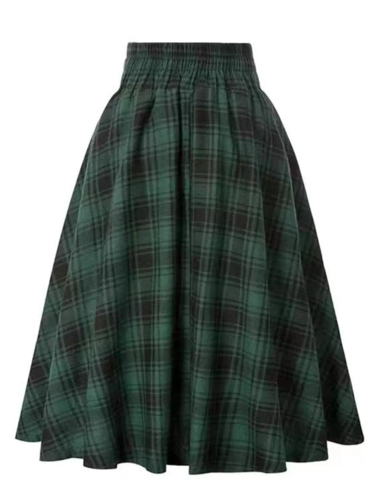 

Ретро клетчатая юбка с высокой талией Женская юбка Sli Универсальная плиссированная юбка для весеннего сезона Другой материал 00%