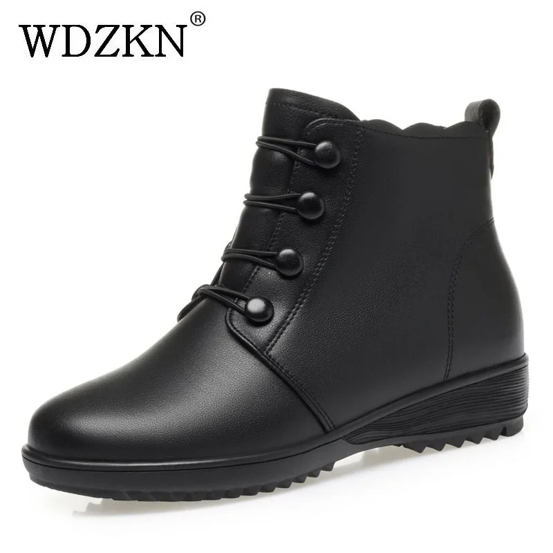 

WDZKN Fashion Autumn Winter Warm Wool Fur Snow Boots For Women Flat Heel Soft Comfort Round Toe Mother Casual Ankle Boots Z888Y