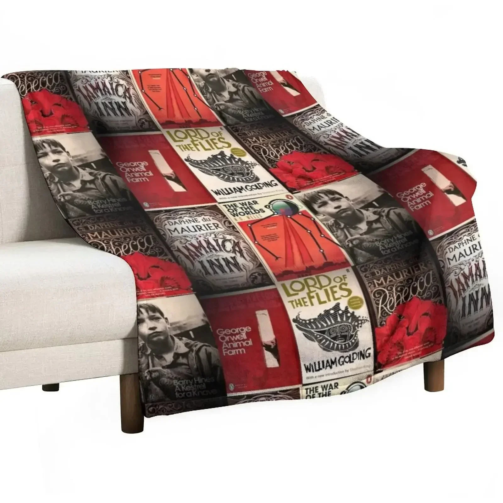 

Classic Book Covers Throw Blanket Luxury Thicken Shaggy for winter bed plaid Blankets