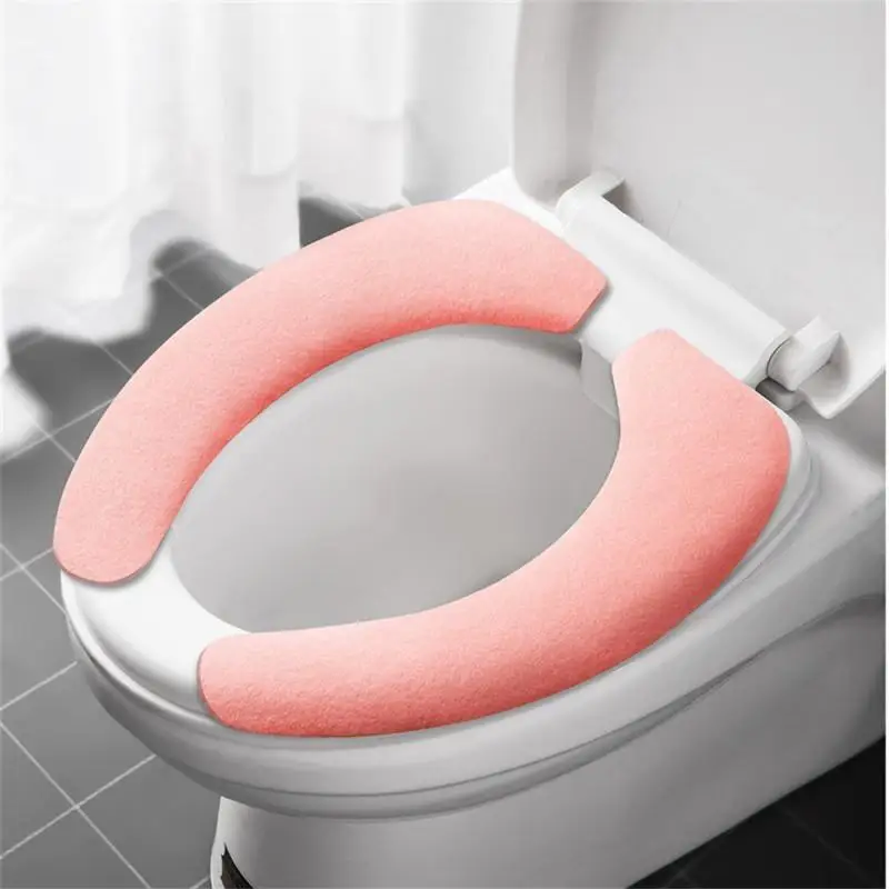 set Reusable Warm Flannel Toilet Sticker Toilet Seat Covers Washable Toilet Seat Filling Bathroom Mat Seat Cover Universal