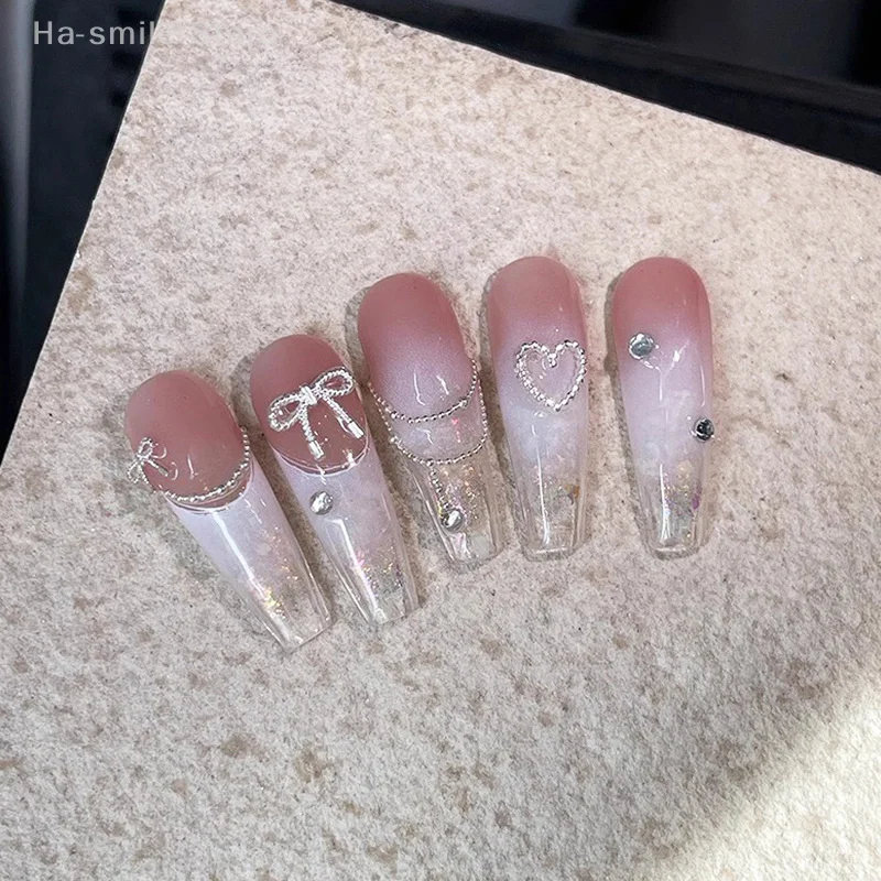 10 pezzi di ciondoli artistici di lusso con fiocco Kawaii gioielli per unghie decorazione con strass accessori fai da te chiodo in lega squisita 3D