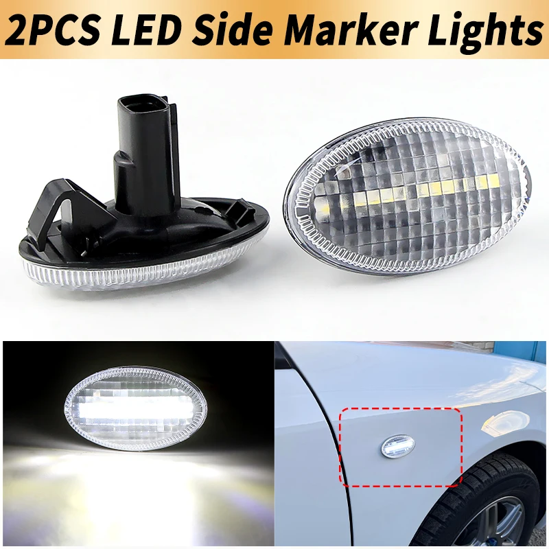 2PCS White LED Side Marker Turn Signal Lights Canbus For Subaru Liberty 00-03 Forester 00-07 11-13 Impreza WRX STI GDA GDB 02-07
