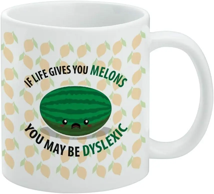 GRAPHICS & MORE If Life Gives You Melons Dyslexic Funny Ceramic Coffee Mug, Novelty Gift Mugs for Coffee, Tea and Hot Drinks