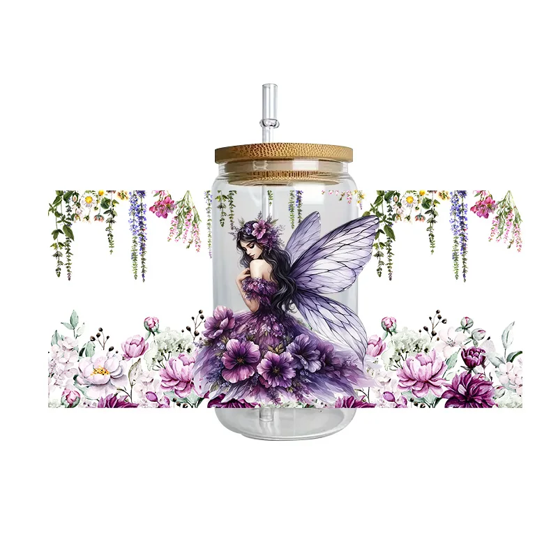 Butterfly Fairy series Easy peel waterproof DIY Decals 3D transfers uvdtf crystal stickers 16oz uv dtf cup wraps for Glass