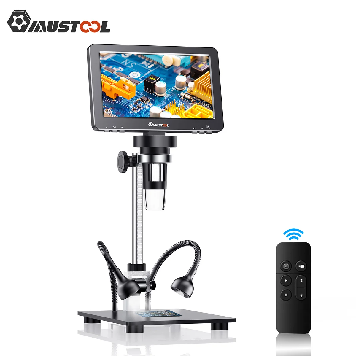 MUSTOOL DM9 Pro HDMI-compatible Digital Microscope 7'' IPS Screen Microscopes 1200X Entire Coin View 16MP Soldering Microscopio