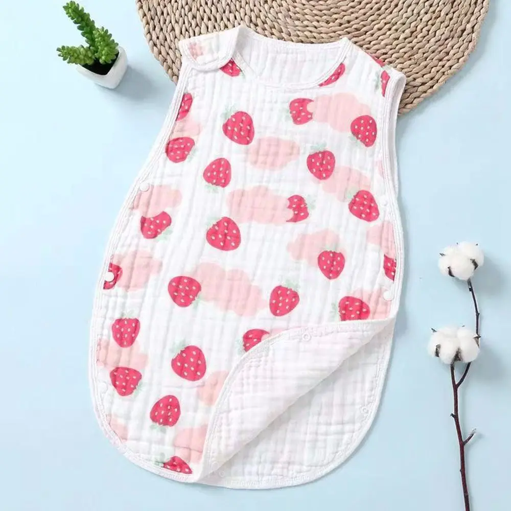 Sweet Boys Cartoon Summer Strawberry Four Layers Sleeping Sacks Baby Sleeping Bags Vest Type Baby Clothing