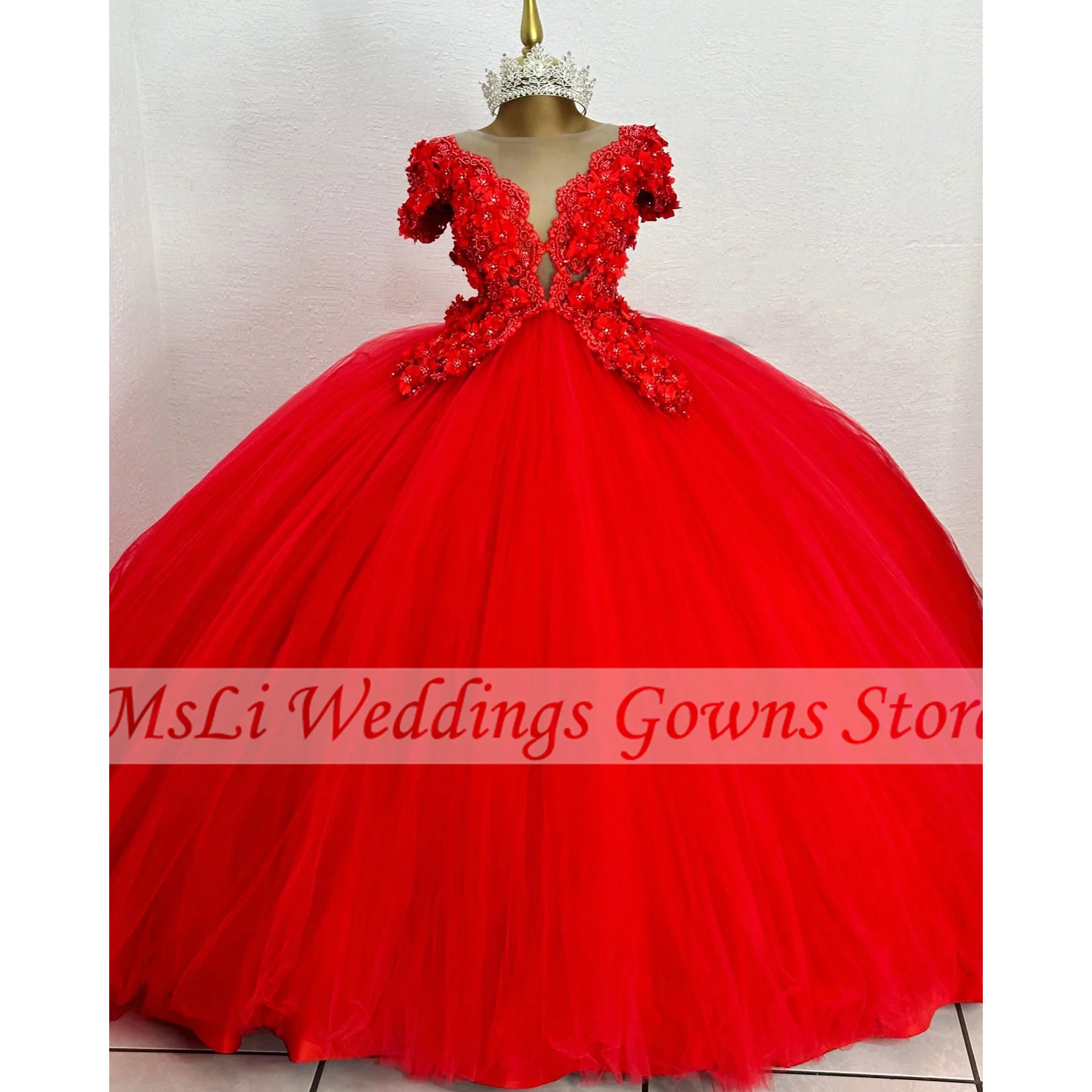 

Cinderella Red Quinceanera Dresses Ball Gowns 3D Flowers Off The Shoulder Graduation Party Prom Dress Vestidos De 15 Quinceañera