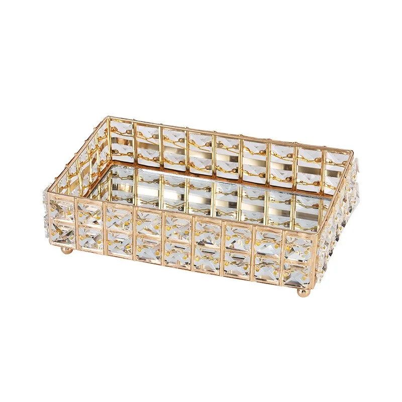 

Nordic Metal Crystal Fruit Plate Cake Dessert Display Table Light Luxury Decoration Tray Jewelry Cosmetics Storage Tray