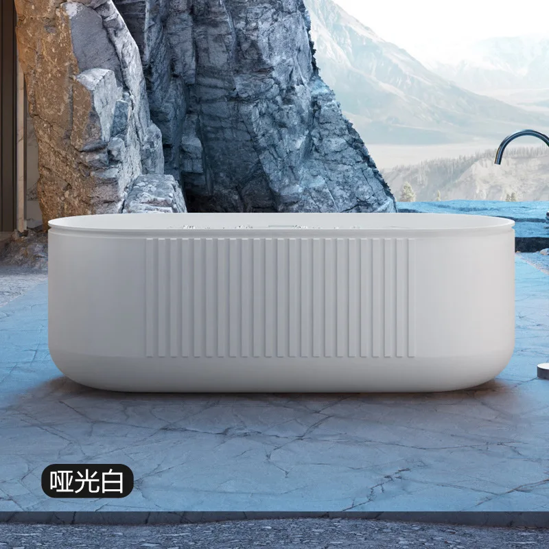 Artificial stone bubble Jacuzzi Household oval vertical striped bathtub