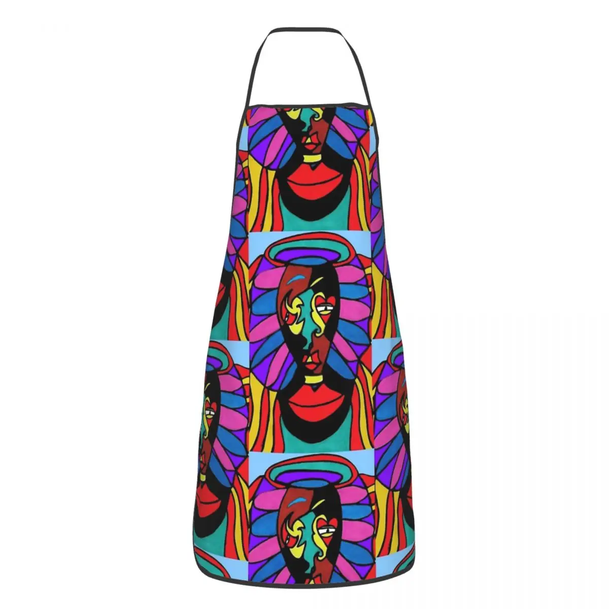 Funny Stained Glass Drummer Apron Men Women Unisex Kitchen Chef Abstract face Tablier Cuisine for Cooking Baking Gardening